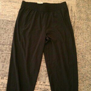 T By Talbots Navy Parachute material elastic waist pants L NWT with curved hem